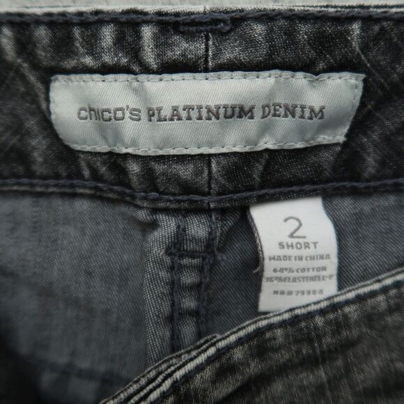 Chico's Platinum Jeans Womens US-12S Gray Mid-Rise Straight Slim Leg 29" Inseam - Picture 7 of 13